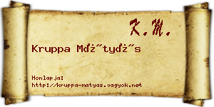 Kruppa Mátyás névjegykártya